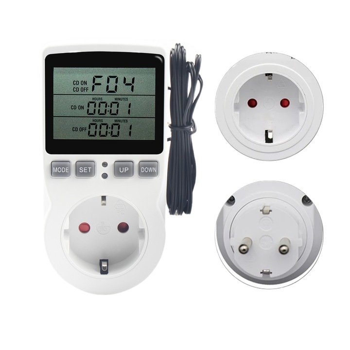 Цифров програмируем контакт, Пластмаса, С термостат, 50-440V, Бял