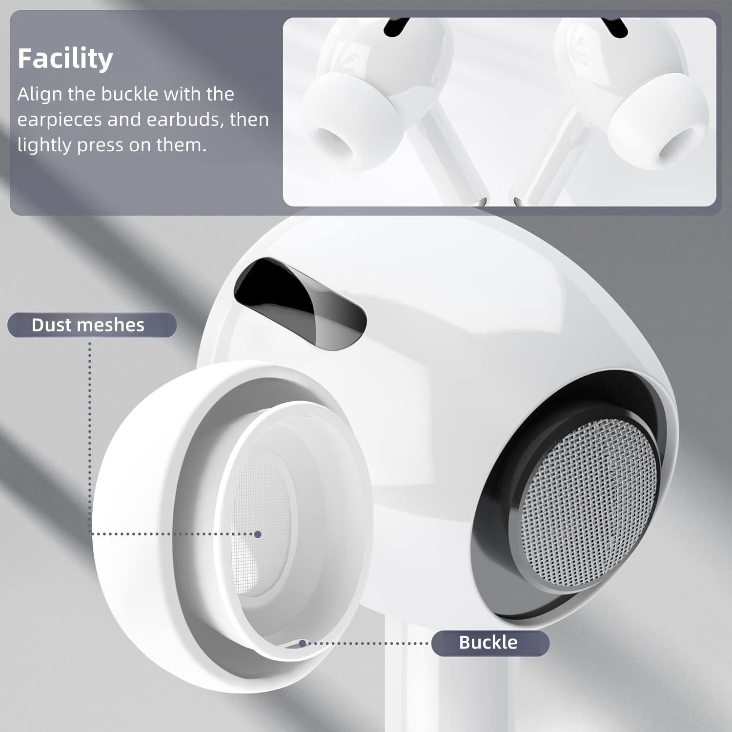 Set 4 perechi eartips, MunDeir®, Silicon, Pentru Airpods Pro