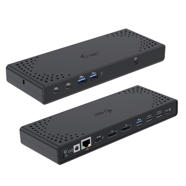 Тройна докинг станция, i-Tec, USB-C, 100 W, черна