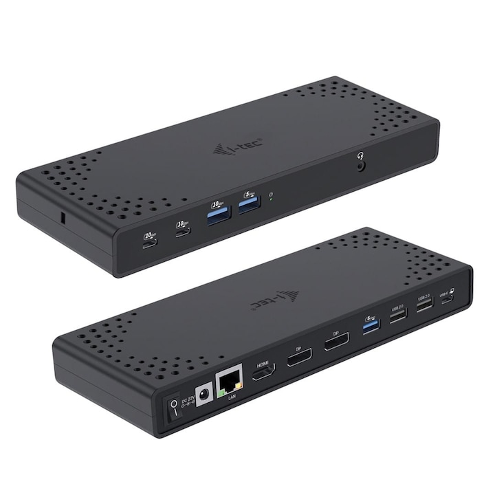Тройна докинг станция, i-Tec, USB-C, 100 W, черна