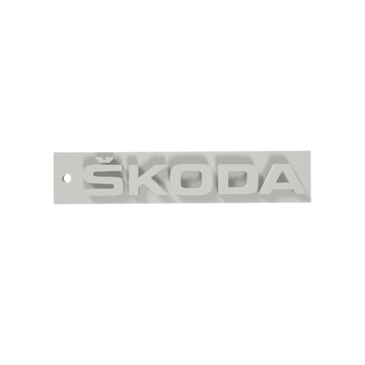 Kulcstartó, "SKODA", 15X 70 mm elefántcsont fehér