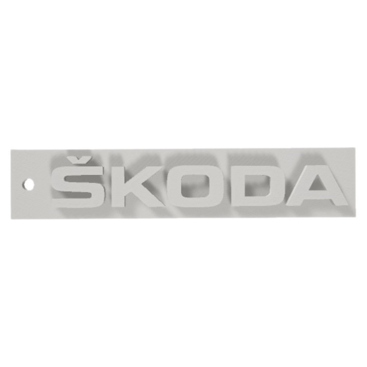 Breloc chei, "SKODA", 15X 70 mm alb ivory