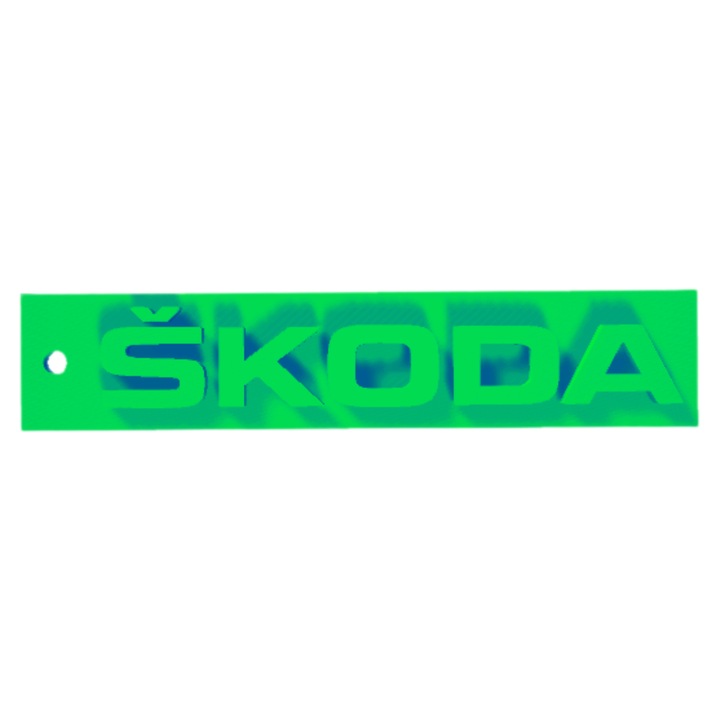 Breloc chei, "SKODA", 15X 70 mm verde