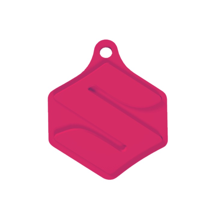 Kulcstartó, "SUZUKI", 39X 34 mm málna rózsaszín