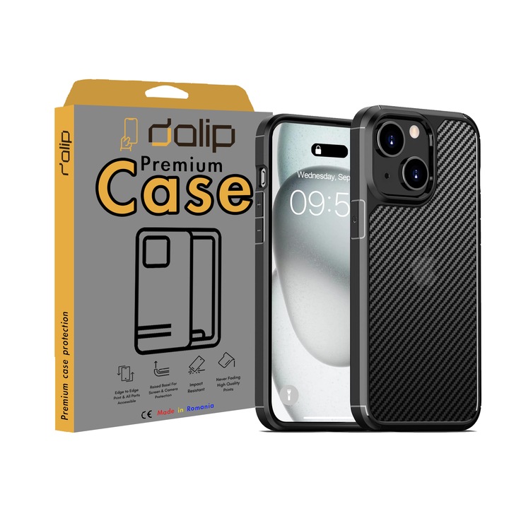 Кейс за Apple iPhone 12 / 12 Pro, Dalip C-Electric, термопластичен полиуретан, черен-прозрачен
