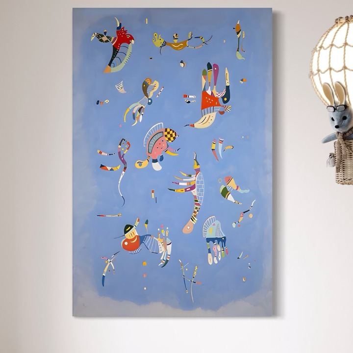 Tablou Canvas Premium, LuxCanva® A1550, Marine Animals, 90 X 140 CM, Panza Bumbac 100% 400g/m2, Sasiu Lemn, Decorativ, Camera Copil, Animale Acvatice, Desene, Cartoon, Living, Culori Vibrante