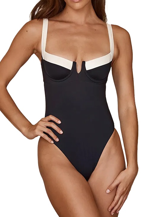 Дамски цял бански, елегантен модел, черен, EFAYN,, Черен