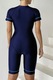 Costum de baie dama, o piesa, cu maneci si pantaloni scurti, prindere cu fermoar, model sport surfing, tematica swimming queen, marimea XL, albastru, EFAYN