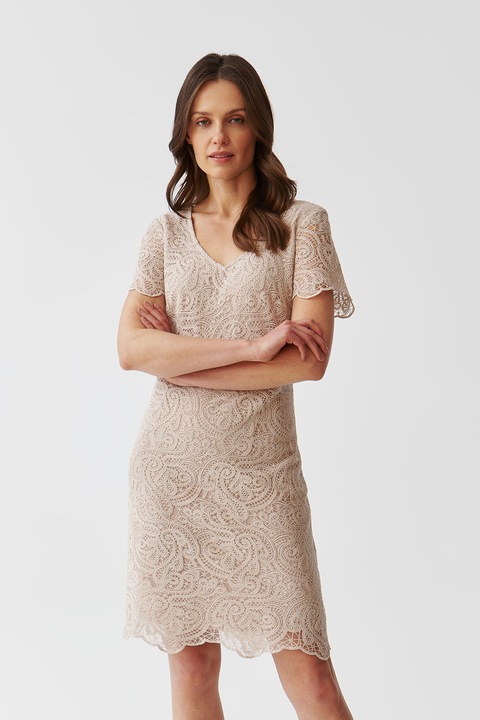 Tatuum, Sono V-nyakú egyenes fazonú ruha, Krémszín