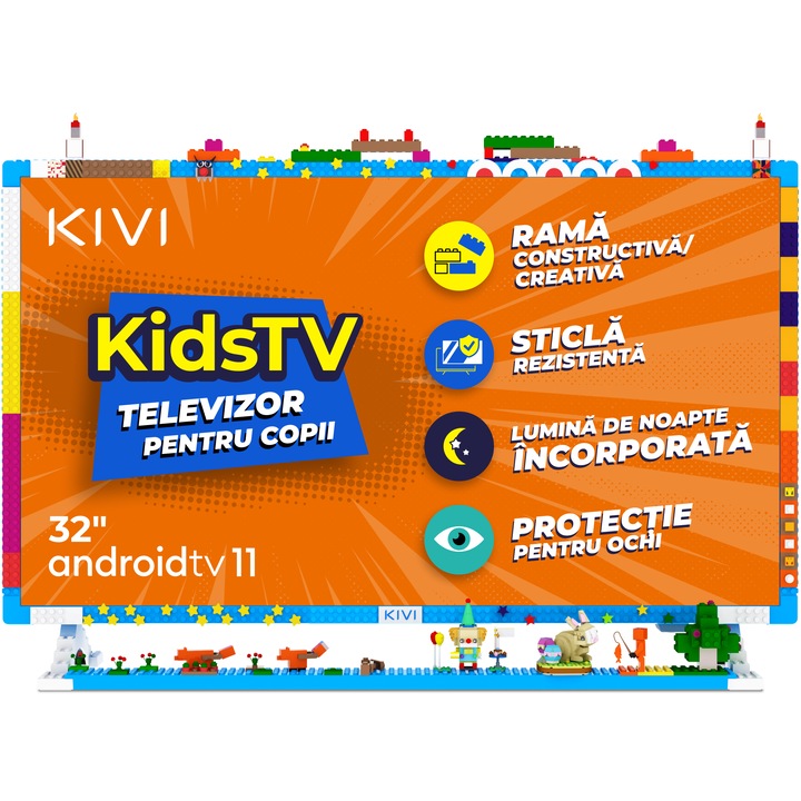Televizor KIVI LED KIDSTV, 80 cm, Smart Android TV, Full HD, Clasa E