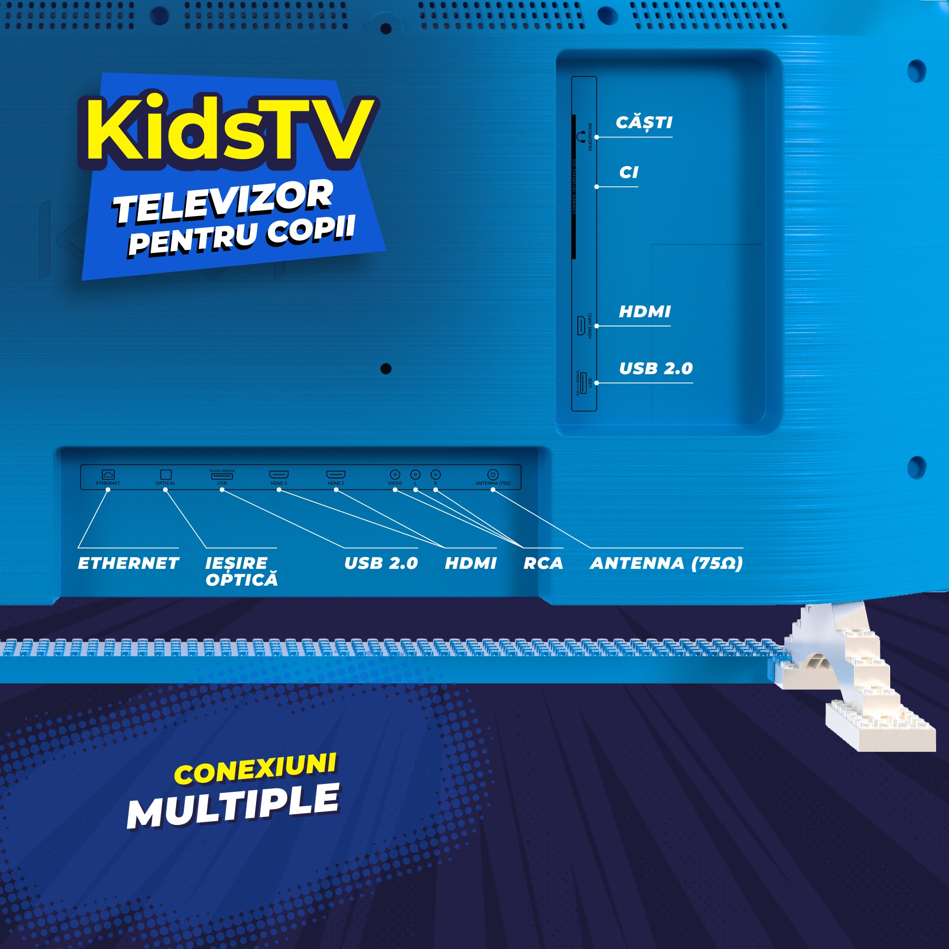 Televizor KIVI LED KIDSTV, 80 cm, Smart Android TV, Full HD, Clasa E