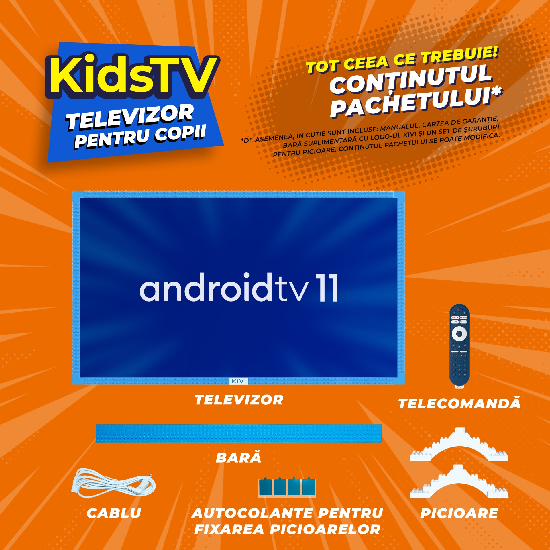 Televizor KIVI LED KIDSTV, 80 cm, Smart Android TV, Full HD, Clasa E