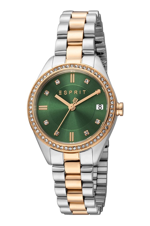 Esprit, Двуцветен часовник от неръждаема стомана, Camo зелен, Сребрист, Златист