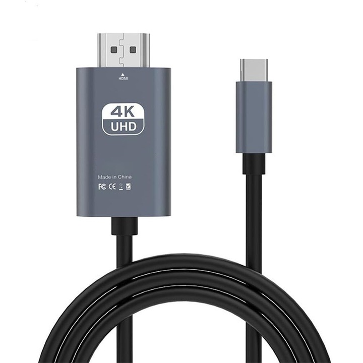 Cablu adaptor USB 3.1 / Type-C la HDMI 4K, Audio/Video HDMI, Chucai, 30Hz, 2m, Gri