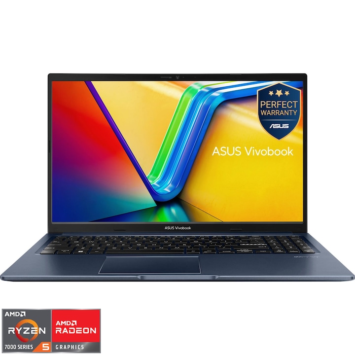 Лаптоп ASUS Vivobook 15 M1502YA, AMD Ryzen™ 7 5825U до 4.5GHz, 15.6'', Full HD, IPS, 16GB DDR4 RAM, 512GB SSD, AMD Radeon™ Graphics, No OS, Quiet Blue