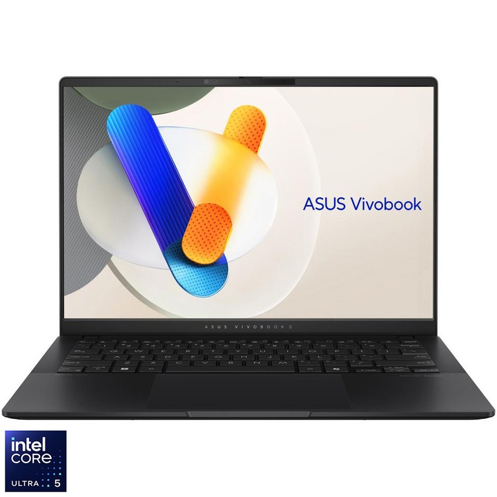 Laptop ASUS Vivobook S 14 OLED S5406MA cu procesor Intel® Core™ Ultra 5 125H pana la 4.5GHz, 14.0'', Full HD, OLED, 60Hz, 16GB LPDDR5X, 512GB SSD, Intel® Arc™ Graphics, Windows 11 Home, Neutral Black