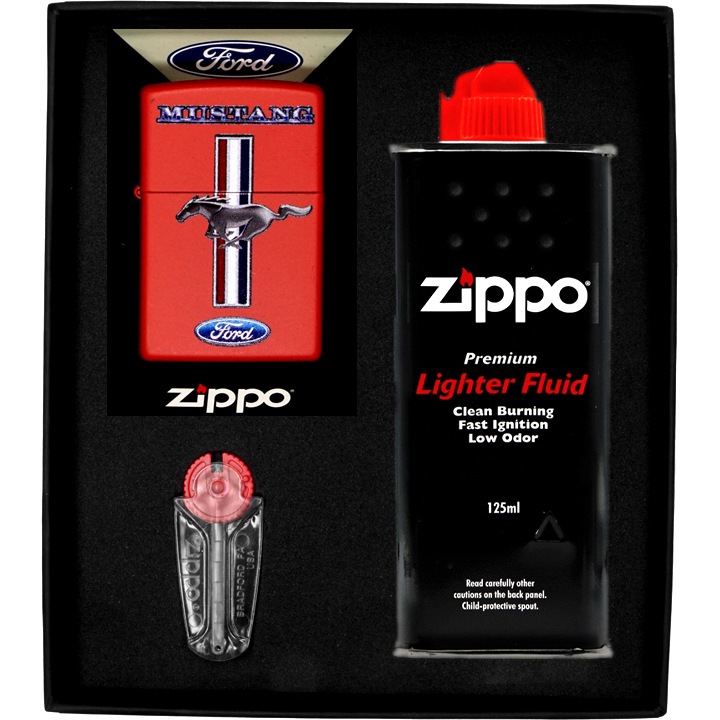 Set Bricheta Zippo Ford Mustang, multicolor, in cutie cadou