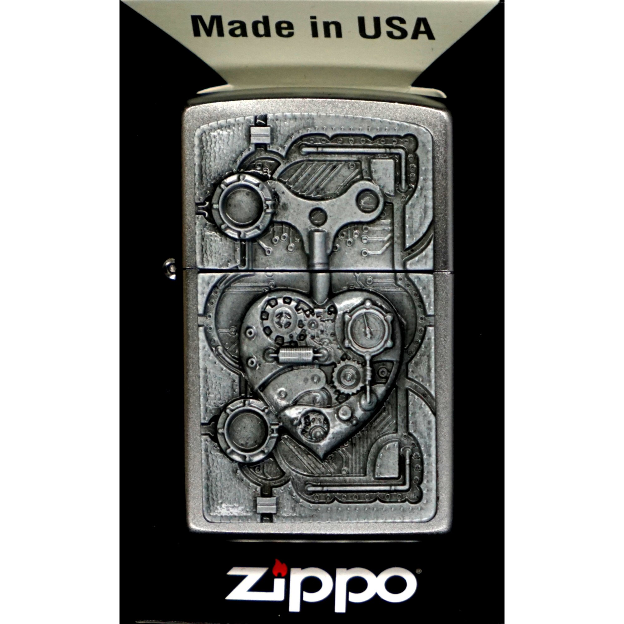 Set Bricheta Zippo Steampunkt Heart, Multicolor, in Cutie Cadou