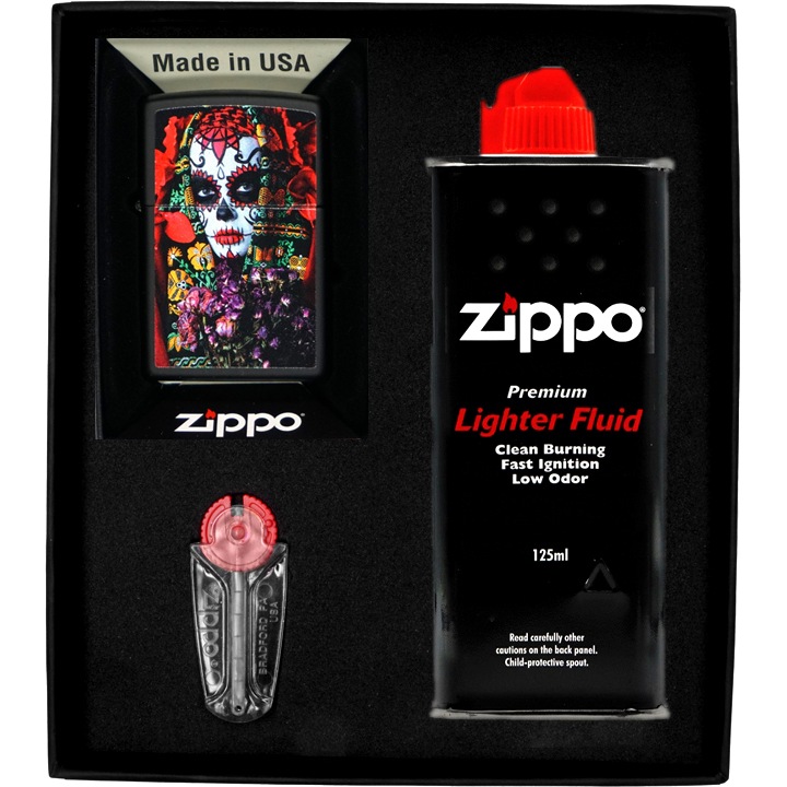 Set Bricheta Zippo Sugar Skull Women, Multicolor, in Cutie Cadou
