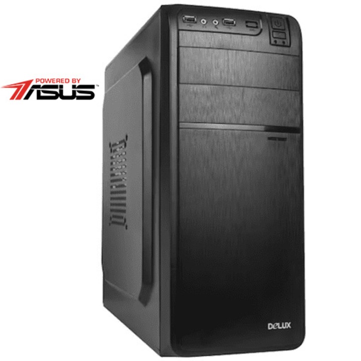 Sistem Desktop PC Serioux Powered by ASUS cu procesor AMD Ryzen™ 5 2400G pana la 3.9 GHz, 16GB DDR4, 512GB SSD, Radeon™ RX Vega 11 Graphics, Windows 11 Home, Black