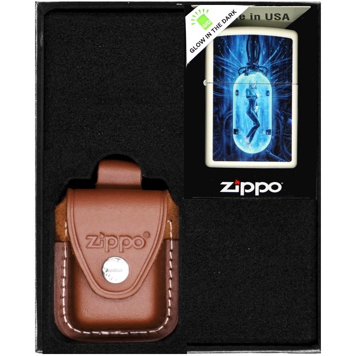 Set Bricheta Zippo, Tube Woman Design, multicolor, in etui din piele naturala, cutie prezentare