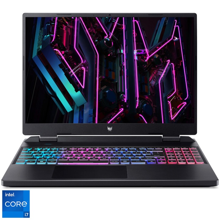 Laptop Gaming Acer Predator Helios Neo 16 PHN16-72-77D1 cu procesor Intel® Core™ i7-14700HX pana la 5.5GHz, 16" , WQXGA, IPS, 240Hz, 32GB DDR5, 1TB SSD, NVIDIA® GeForce RTX™ 4070 8 GB GDDR6, No OS, Abyssal Black