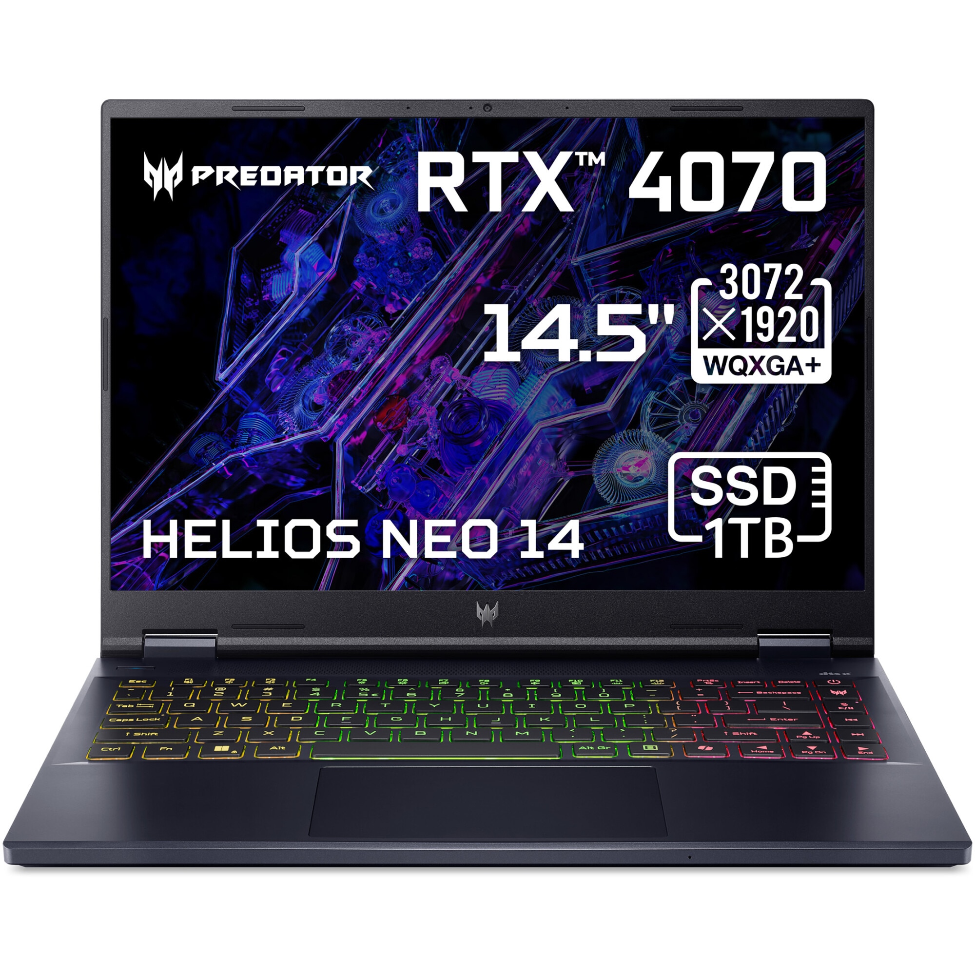 Laptop Gaming Acer Predator Helios Neo 14 PHN14-51-91WC cu procesor Intel® Core™ Ultra 9 185H pana la 5.1 GHz, 14.5" , WQXGA+, 165Hz, IPS, 32GB LPDDR5X, 1TB SSD, NVIDIA® GeForce RTX™ 4070 8GB GDDR6, No OS, Abyssal Black