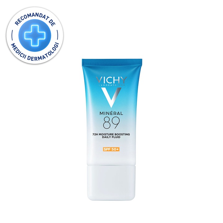 Fluid hidratant 72H cu acid hialuronic Vichy Mineral 89 cu protectie solara SPF50+, 50ml