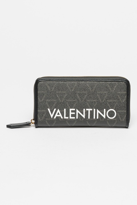 Valentino Bags, Portofel cu model logo Liuto, Negru, Kaki