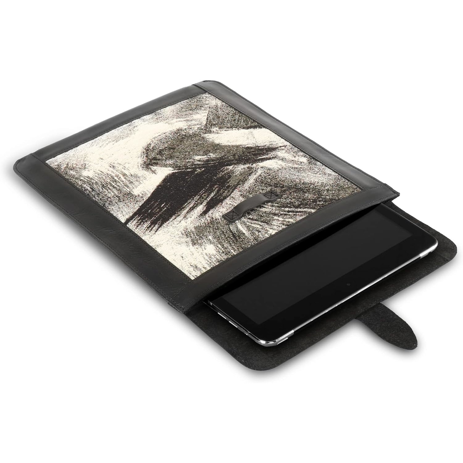Husa neagra din piele naturala pentru tableta dimensiuni interioare 31 x 24 cm, Londo