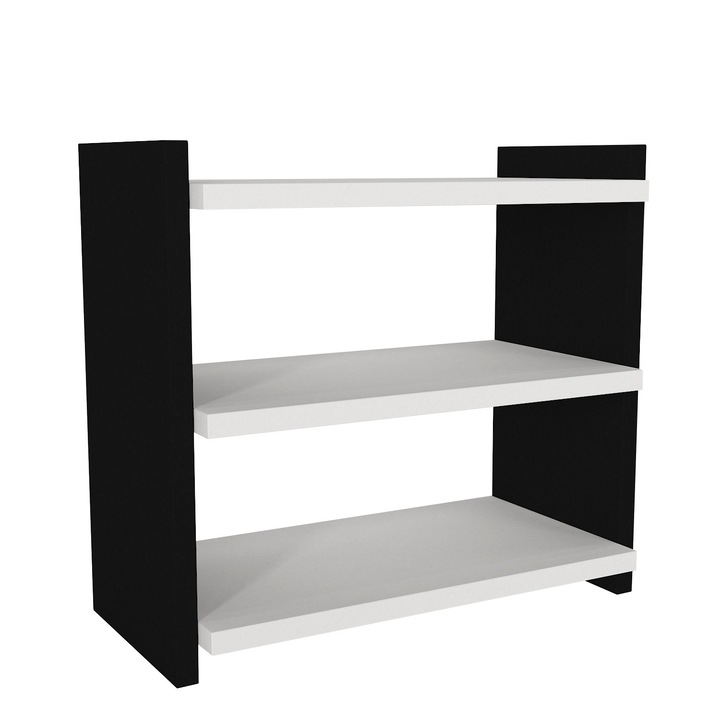 Szervező polc, konyha vagy fürdőszoba, pohártartó, fűszerek, sminktermékek, fehér - fekete