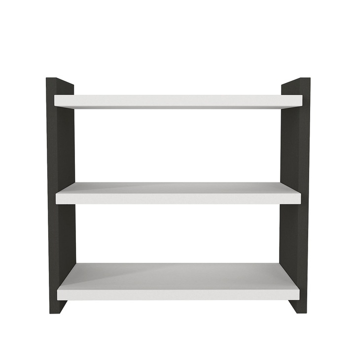 Рафт-органайзер UnicUtil, 3 рафта за съхранение, Побира чаши, Подправки и гримове, Самостоятелен монтаж на релса, За кухня, Несглобен, Меламиново покритие, ПДЧ, 43.6 x 16.6 x 40 см, White/Anthracite Gray