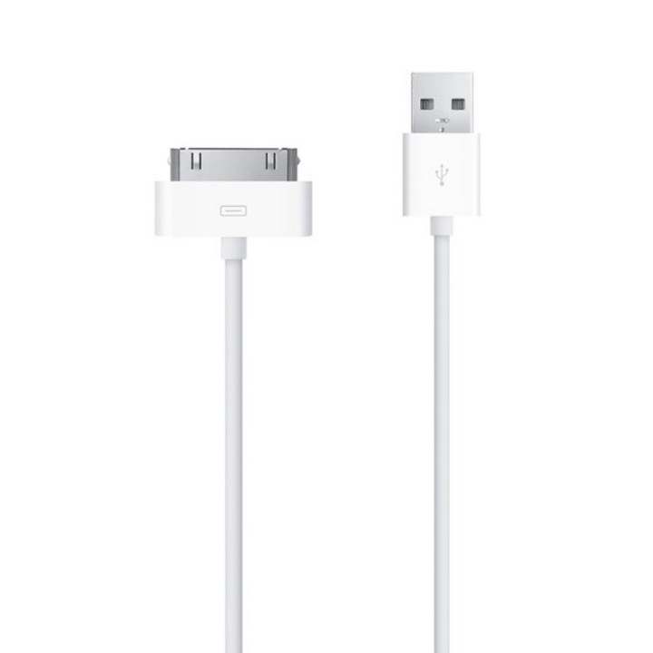 Kábel iPhone 3G, iPhone 3GS, iPad, iPhone 4G, 30 tűs csatlakozó - USB, Apple iPhone / iPad / iPod készülékhez, 1 méter, fehér