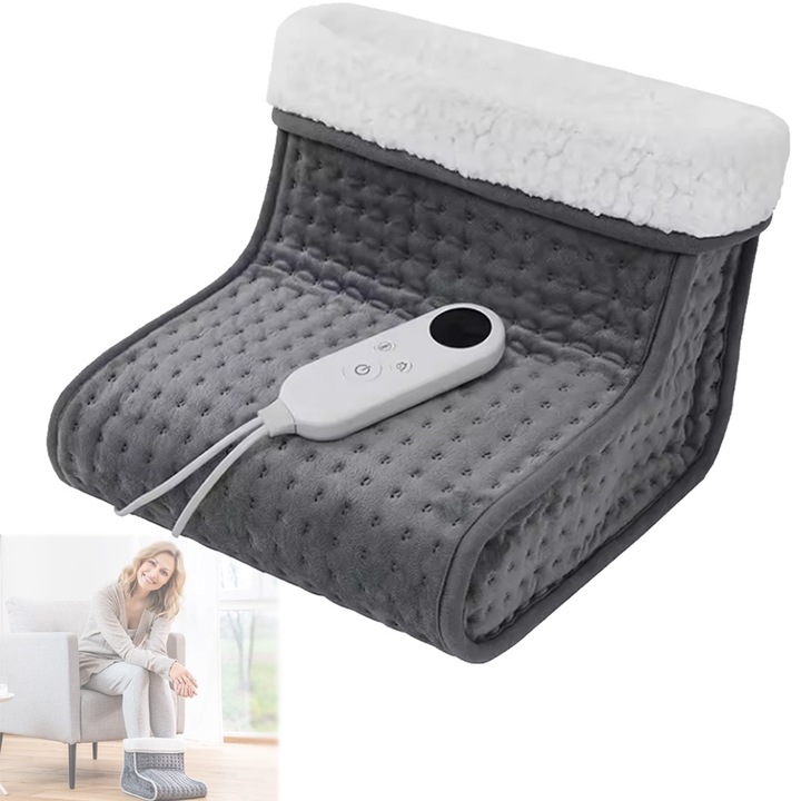 Incalzitor electric de picioare, 5 trepte de incalzire, consum energie maxim 100 W, protectie la supraincalzire, Gri