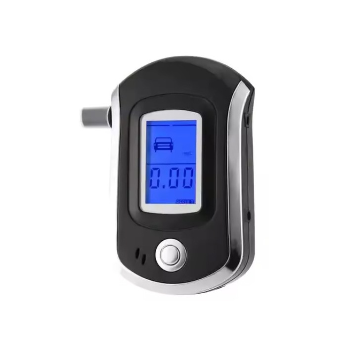 Zseb alkoholmérő LCD kijelző, Hangfigyelmeztető, Gyors elemzés, Alkotró, Fekete