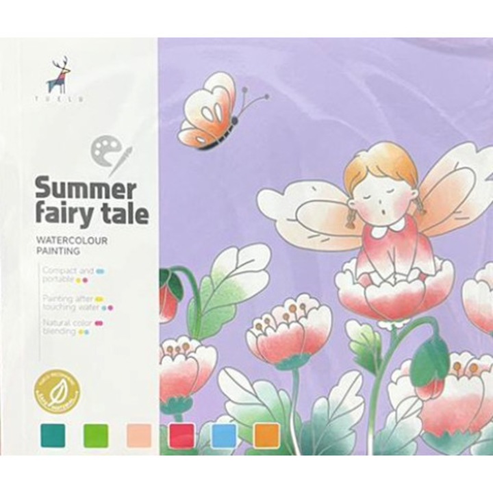 Set pictura cu 20 de planse, 6 acuarele si 1 pensula - basm de vara