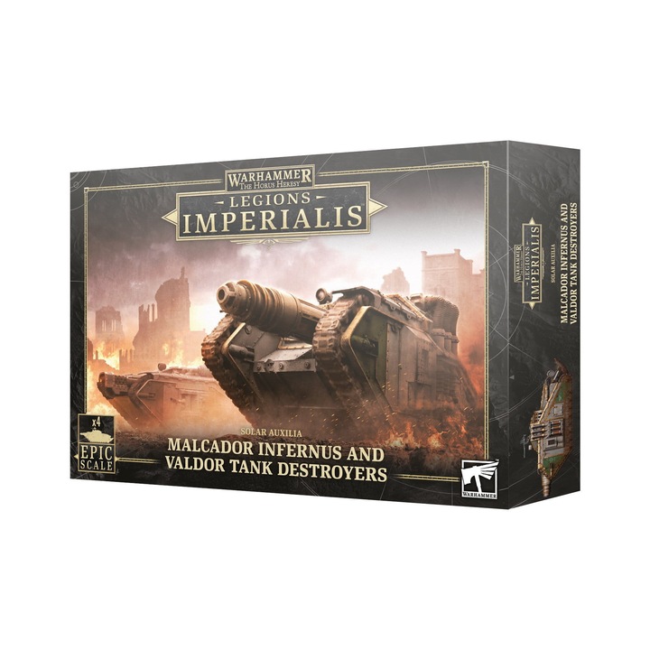 Warhammer Legions Imperialis Malcador Infernus és Valdors Tank Destroyers játék kiegészítés, Workshop, 124 db, szürke