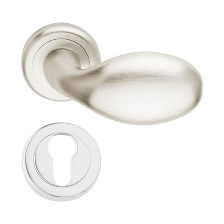 Manere Mobil/fix Cu Rozeta Usa Intrare Verofer Golf, Pentru Cilindru, Nichel Satinat