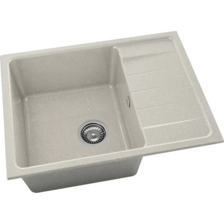 Chiuveta Bucatarie Granixit Cu O Cuva Fat Avangard 238 65x49 Cm, Cu Picurator, Reversibila, Silver Stone