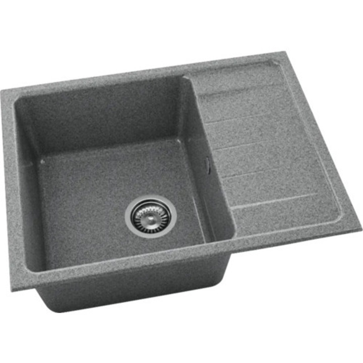 Chiuveta Bucatarie Granixit Cu O Cuva Fat Avangard 238 65x49 Cm, Cu Picurator, Reversibila, Space Gray