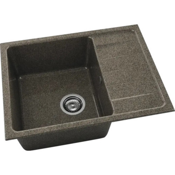 Chiuveta Bucatarie Granixit Cu O Cuva Fat Avangard 238 65x49 Cm, Cu Picurator, Reversibila, Walnut Toffee