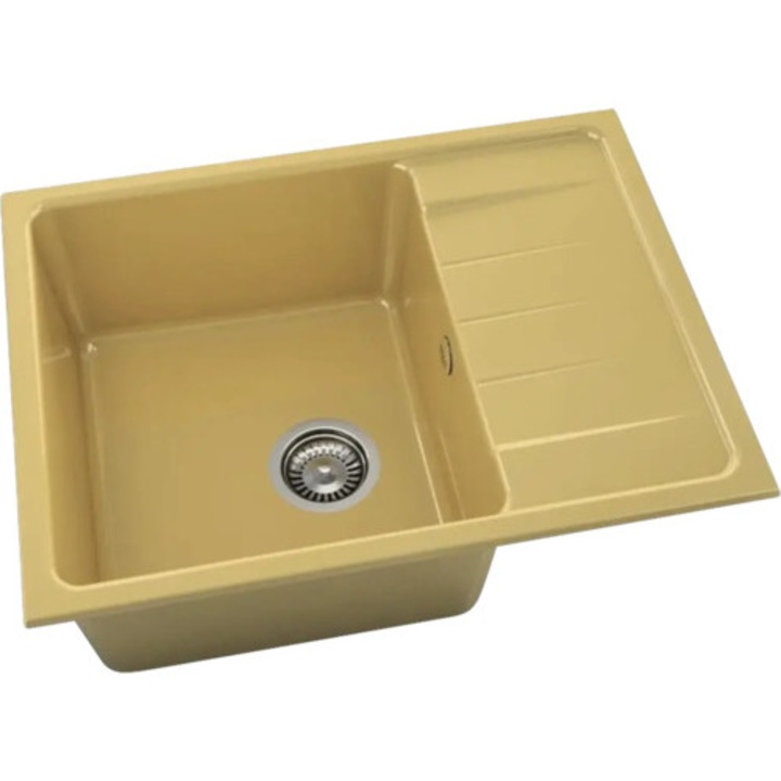 Chiuveta Bucatarie Marmura Compozita Cu O Cuva Fat Avangard 238 65x49 Cm, Cu Picurator, Reversibila, Andalucia