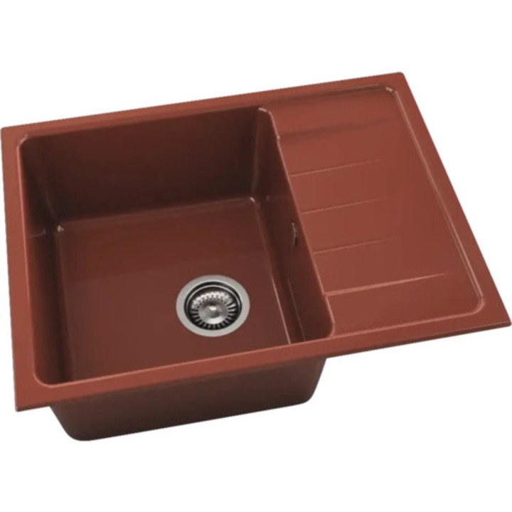 Chiuveta Bucatarie Marmura Compozita Cu O Cuva Fat Avangard 238 65x49 Cm, Cu Picurator, Reversibila, Calvados