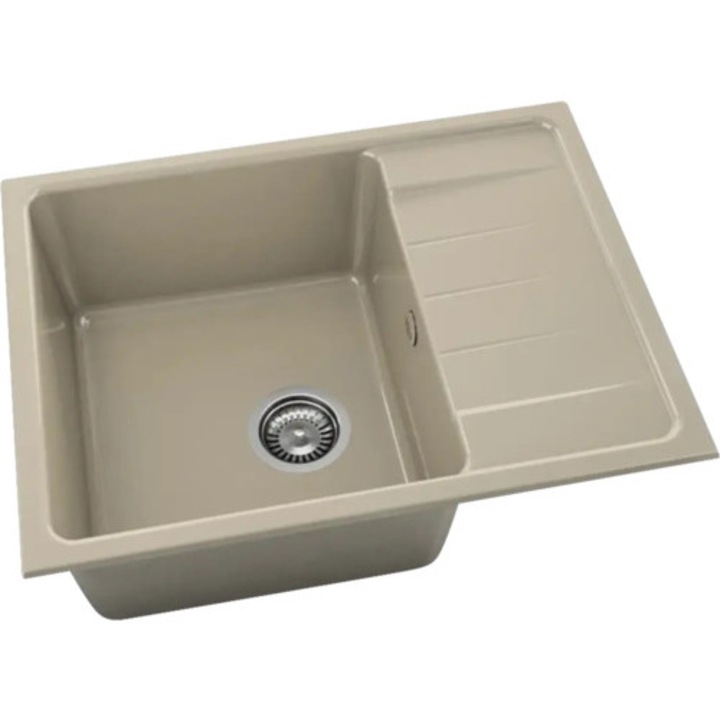 Chiuveta Bucatarie Marmura Compozita Cu O Cuva Fat Avangard 238 65x49 Cm, Cu Picurator, Reversibila, Capucin Granit