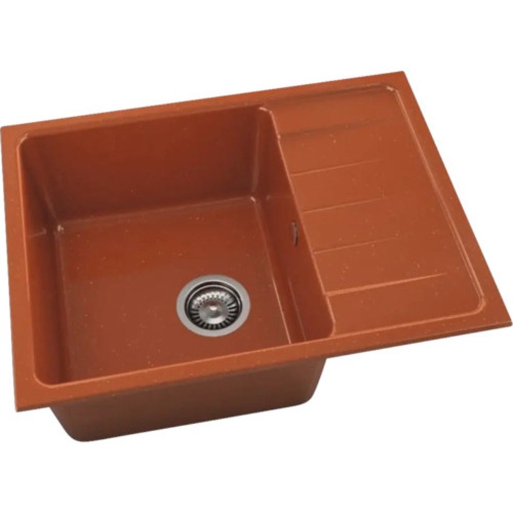 Chiuveta Bucatarie Marmura Compozita Cu O Cuva Fat Avangard 238 65x49 Cm, Cu Picurator, Reversibila, Dilver Orange