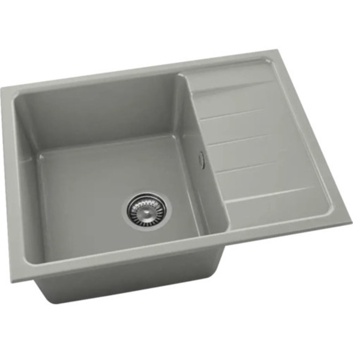 Chiuveta Bucatarie Marmura Compozita Cu O Cuva Fat Avangard 238 65x49 Cm, Cu Picurator, Reversibila, Inox