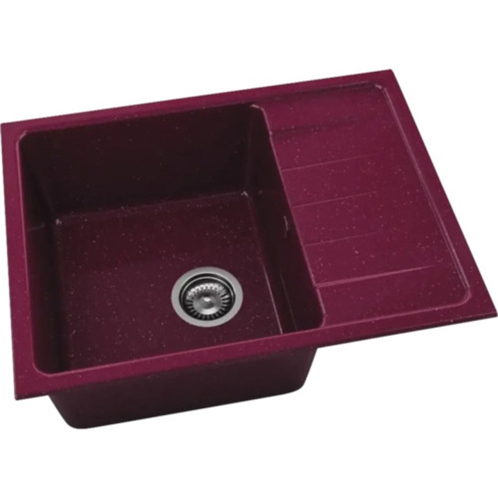 Chiuveta Bucatarie Marmura Compozita Cu O Cuva Fat Avangard 238 65x49 Cm, Cu Picurator, Reversibila, Silver Violet