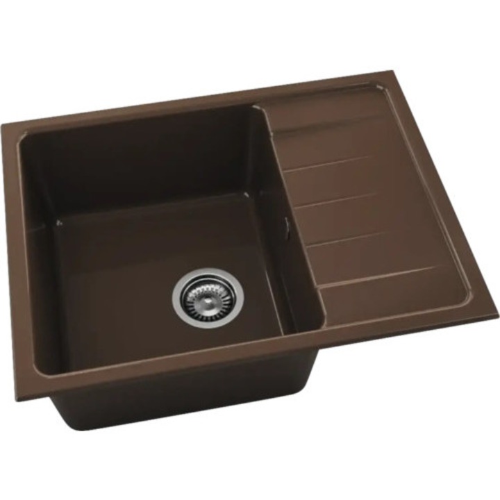 Chiuveta Bucatarie Marmura Compozita Cu O Cuva Fat Avangard 238 65x49 Cm, Cu Picurator, Reversibila, Venge Light