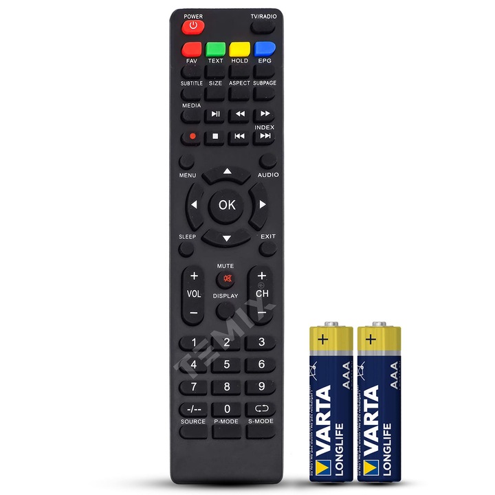 Telecomanda compatibila Schneider LED32-SC410K, LED32-SC450K, 32s400k, TEMIX®, neagra, baterii incluse