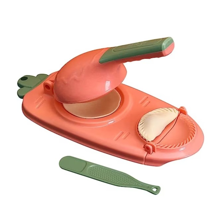 Aparat Pentru Facut Coltunasi, Ravioli SUPER TRENDS®, Presa Manuala 2 in 1 Galuste si Paste, Verde/Portocaliu